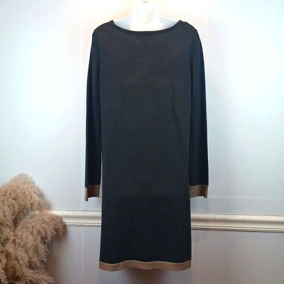 Eliza J long sleeve scoop neck  shift sweater dress with diamond pattern (large) - Picture 8 of 11